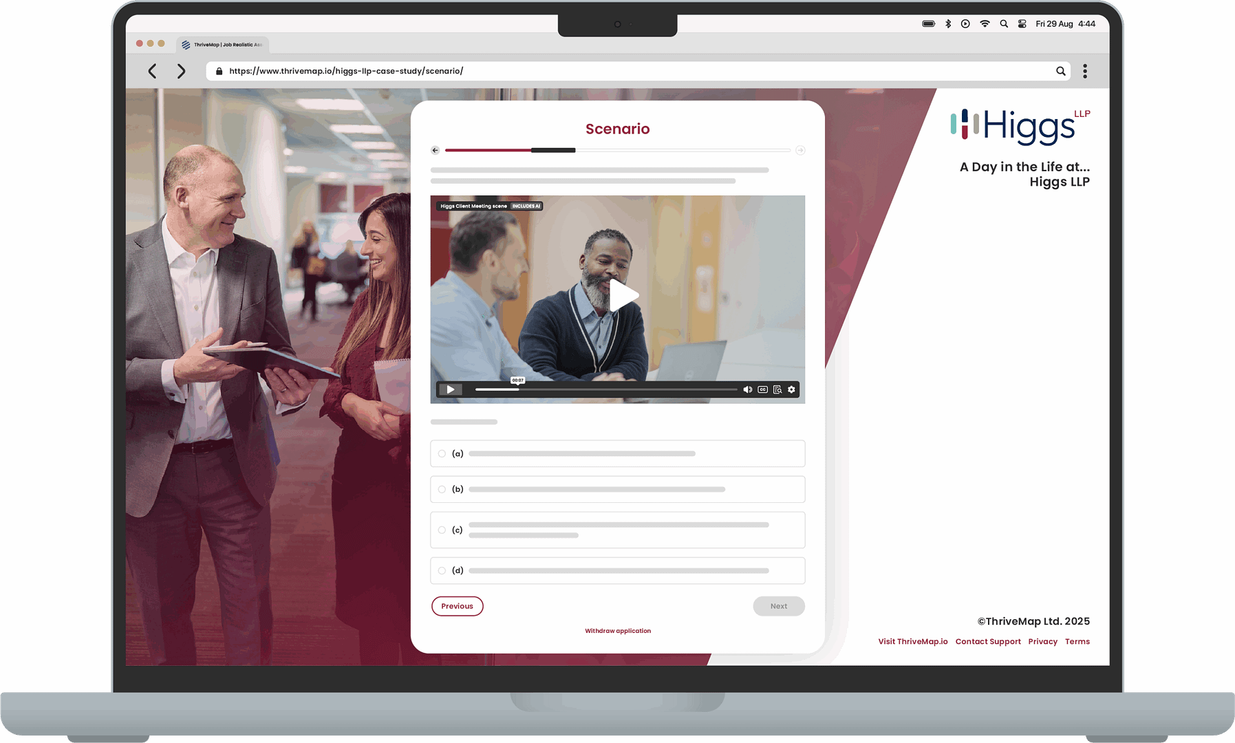 Higgs legal graduate recruitment pre hire assessment
