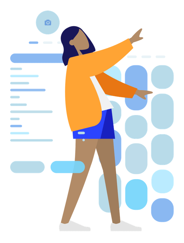 An illustration of a person standing with abstract shapes