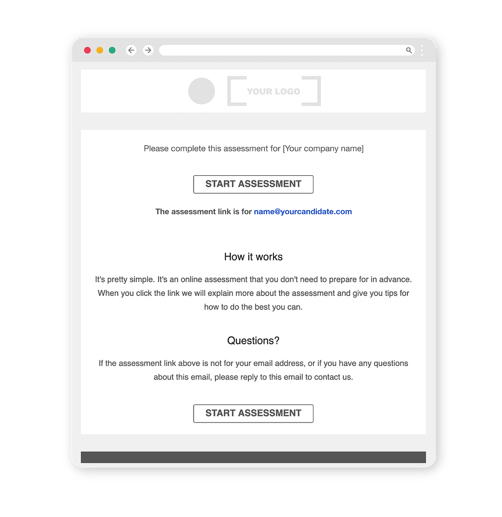 Image of an email invitation to complete a ThriveMap assessment