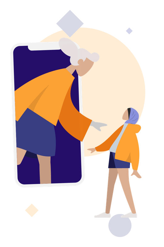 An illustration of a person standing in a phone