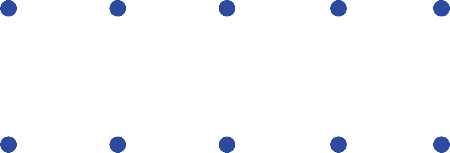 An illustration of two rows of dots